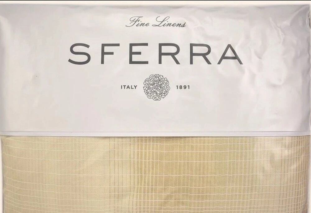 Sferra Perugia Cotton Sateen Jacquard KING Duvet And 2 King Shams. Beige-Ivory